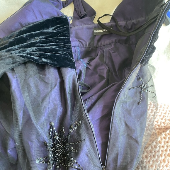 Emporio Armani Dress Wrap Tulle‎ Velvety Beaded Star Purple Size US 8 - Picture 8 of 10